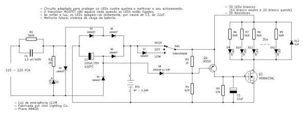 Figura 32 – Circuito modificado da luz de emergência LLUM.